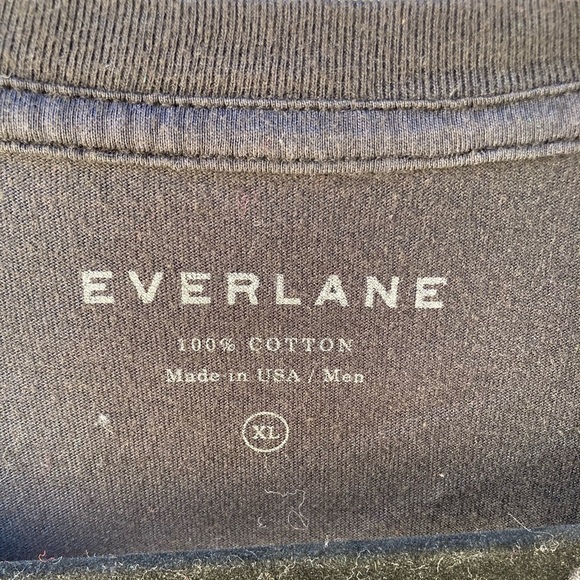 Men's Everlane T-Shirt Black Solid Classic XL Crew Cotton Casual Everyday V-Neck - Picture 2 of 9